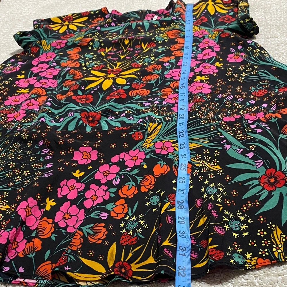 Free People Black Floral Mini Dress Size XS 57% Viscose 43%Lyocell